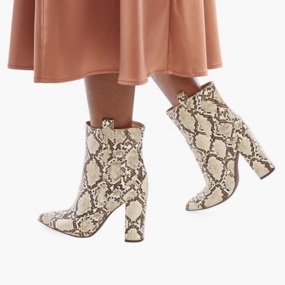 Snake Pattern Block Heeled Bootie - Picture 2 of 5